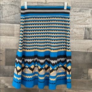 Anthropologie's Girl From Savoy Blue Gray Black and Tan  Wool Skirt